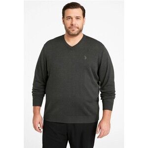 U.S. Polo Assn. Gray V-Neck Pullover Sweater Size XXL Men’s Soft Classic